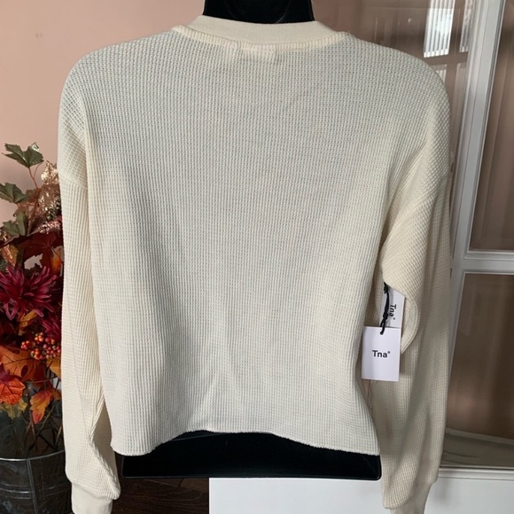 NWOT TNA Alamo waffle knit long sleeve top - Picture 3 of 6